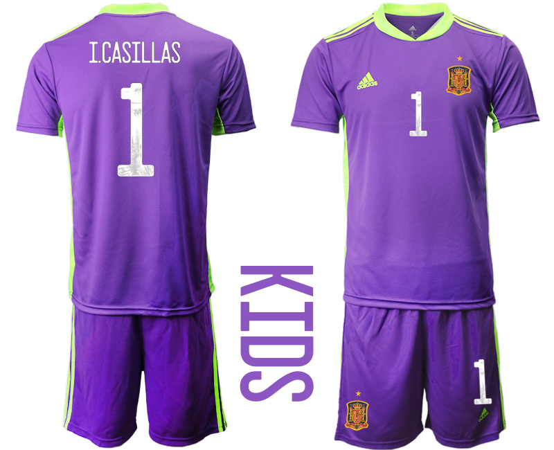 Cheap Youth 2021 European Cup Spain purple goalkeeper 1 Soccer Jersey